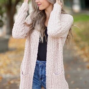 On The Road Popcorn Sweater Cardigan Cream S/M Women's